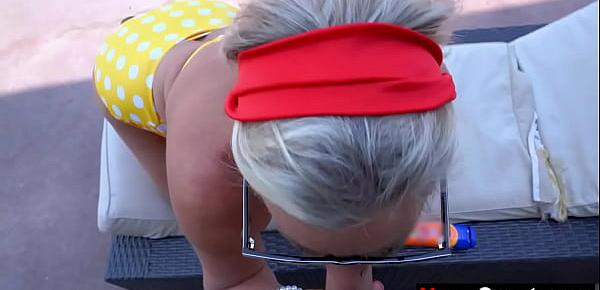  Hot blonde grandma is great at sucking cock